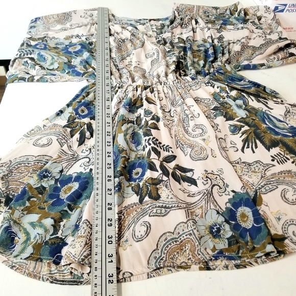 Free People XS High Plains Paisley Floral Balloon Sleeve Boho Short Mini Dress - Picture 8 of 12